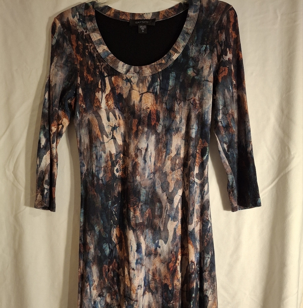 Karen Kane Abstract Patterned Fit and Flare 3/4 Length  Sleeve Dress in Size S